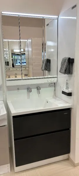 洗面台（洗面所） リジャスト 間口75cm サンドブラック SU1386の展示品